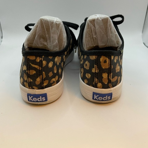 KEDS CANVAS LACE UP - Black with Leopard print, Size 6.5. Like New - Picture 5 of 7